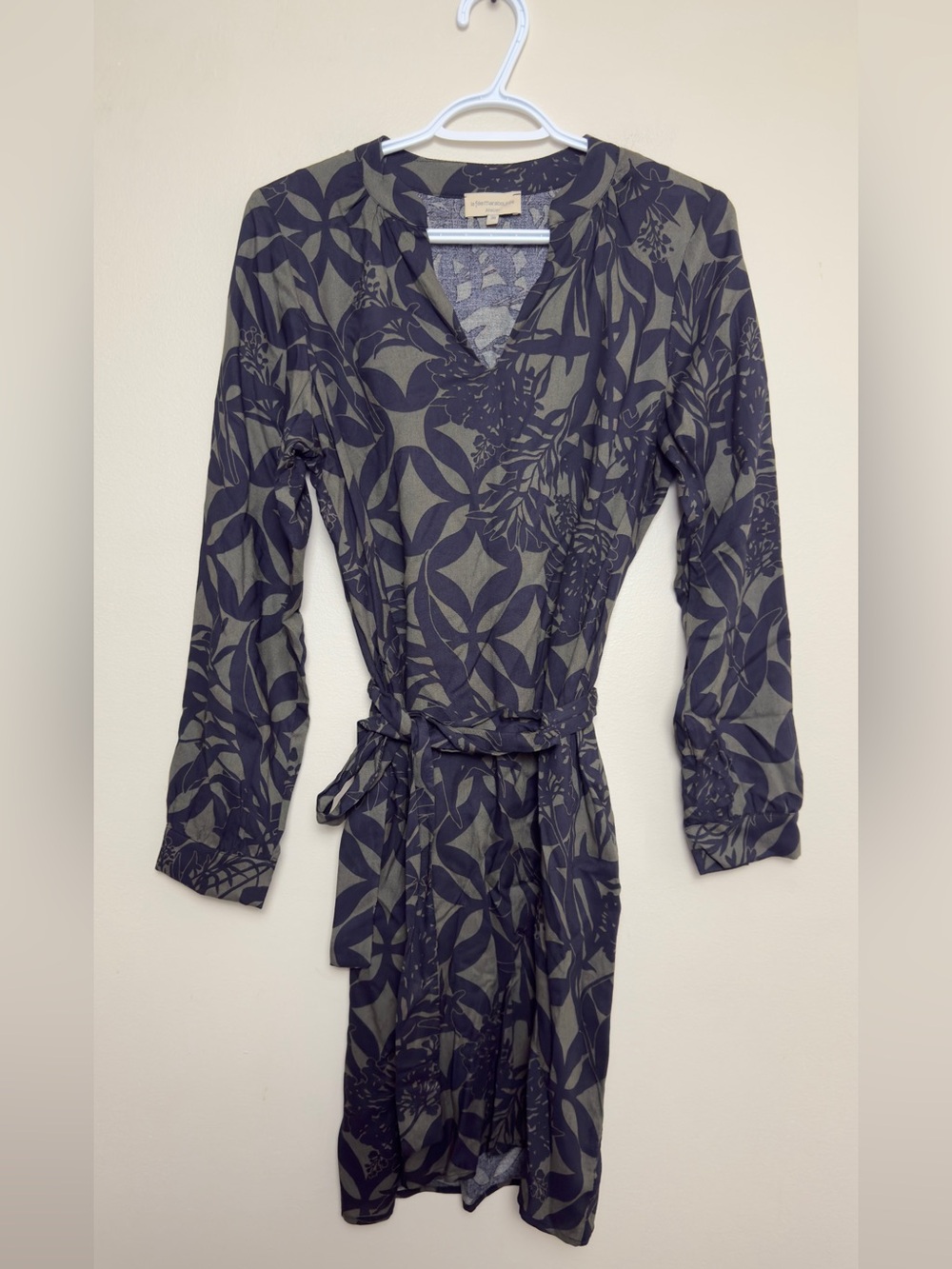 La Fee Maraboutee Printed Wrap Dress in Olive & Black size 38 NWOT